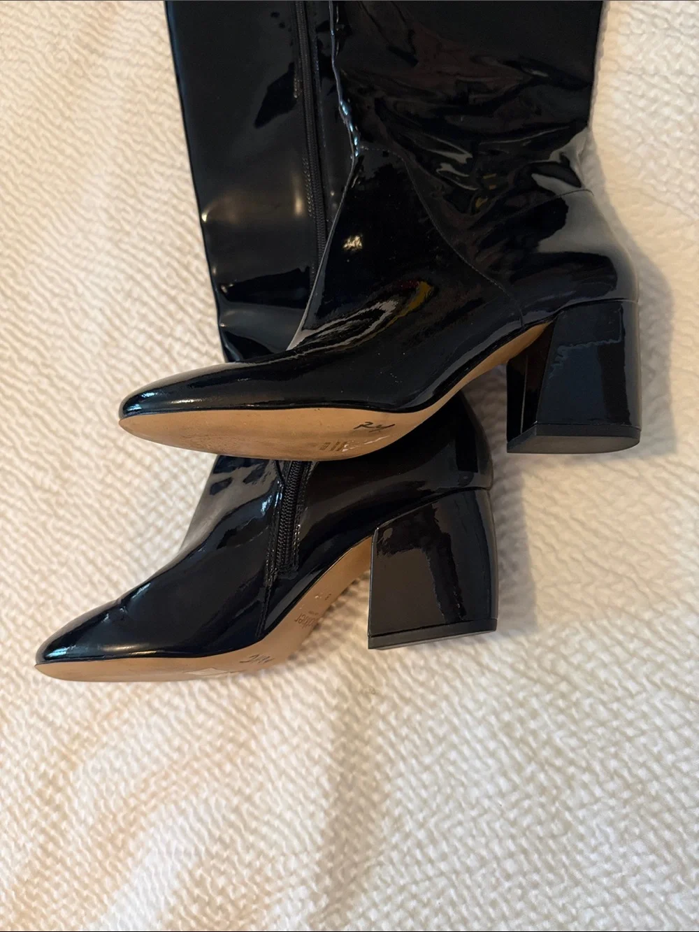 Botkier Black Patent Over-the-Knee Block Heel Boots
